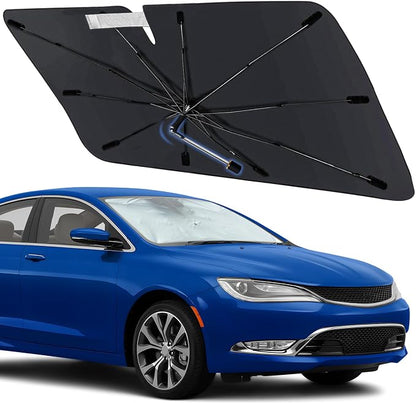 Windshield Sun Shade for Chrysler 200 2011-2017, Foldable Umbrella Sunshade | Custom Fit Car Sun Visor with 360° Rotating Shaft, UV Protection Heat Shield Sun Blocker Heat Reflector and Easy Storage by Visufy