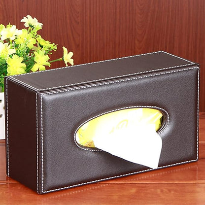 High-end Fashion Pu Leather Tissue Box Holder Business Black,Rectangular Tissue Box Cover,Napkin Holder Drawer Paper Dispenser,Home Office car Tissue Holder with Magnetic Bottom (Brown) - Image 5
