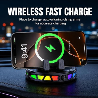 15W MagSafe Car Mount Charger with 7-Color RGB Light, Car Phone Holder for Your Car, Horizontal Mode Wireless Charging, 360° Rotating Strong Suction Mount for iPhone 17 Pro Max 16 15 14 13 12 - Image 3