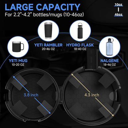 DYLEN Car Cup Holder Expander, 2 in 1 Cup Holder Adpater Extenter for Car | Expandable Insert, Fits Yeti, Stanley and Other Large Water Bottles & Mugs in 2.2"-4.6" (10-46oz) - Image 3