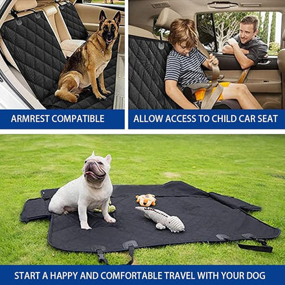 BESULEN Dog Car Seat Cover Waterproof Back Seat Protector Orange Edge | Oxford cloth with grid texture, buckle strap setup, anchor support, fits most cars, SUVs, and trucks, car accessories - Image 5