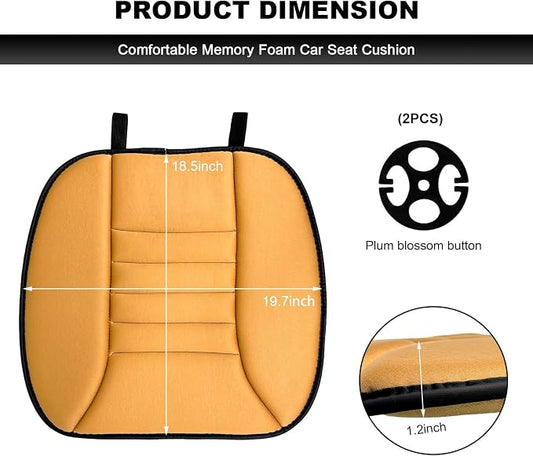 Car Seat Cushion, 1.2" Thick Comfort Memory Foam Auto Seat Pad with Non Slip Bottom, Breathable Driver Seats Pillow Pressure Relief Chair Cushion for Vehicle Office Home (Orange) - Image 2