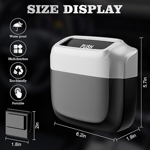 2 Pack Car Trash Can with Lid, Built-in Storage Garbage Bag, Silver | Leakproof Car Door Trash Can with Hook, 60pcs Trash Bags, Mini Automotive Garbage Bin for Vehicle, Office, Home - Image 7