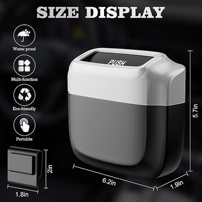 2 Pack Car Trash Can with Lid, Built-in Storage Garbage Bag, Silver | Leakproof Car Door Trash Can with Hook, 60pcs Trash Bags, Mini Automotive Garbage Bin for Vehicle, Office, Home - Image 7