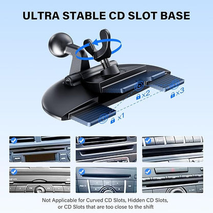 CD Phone Holder for Car, Easy One-Button Release CD Slot Phone Mount | Stable Clamp, 360° Rotation, Works with Thick Cases, Fits iPhone, Samsung, Google, Moto & Most Smartphones - Image 7