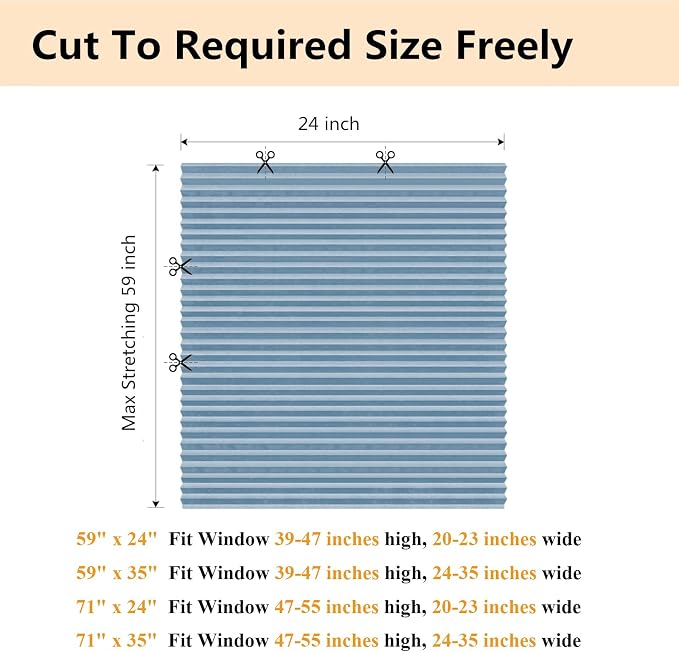 Window Blinds Cordless No Drill Cut to Size Clip On Stick On Self Adhesive Temporary Blinds Pleated Paper Blinds for Windows Doors Shades for Home Nursery Bedroom Kitchen Bathroom | Non-Woven, Light Filtering, Easy Install, Self Adhesive, Pleated Windo... - Image 2