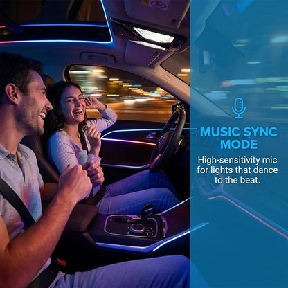 Car Interior LED Strip Light, Flexible Acrylic RGB Ambient Neon Light with Wireless APP & Remote Control, 2-in-1 Music Sync Auto Internal Atmosphere Lamp Strip, Universal for Vehicle (86Inch) - Image 6
