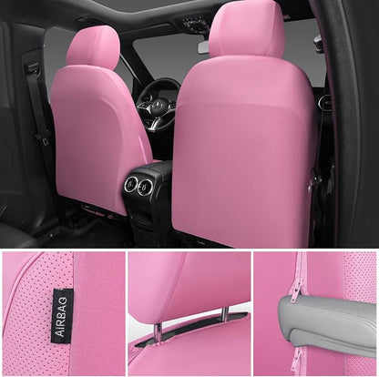 CAR PASS 3D Foam PU Leather Car Seat Covers, Universal Seat Covers Full Sets for Trucks SUV Sedan Automotive Seat Covers Armrest Airbag Compatible Waterproof Comfortable Faux Nappa Leather All Pink - Image 7