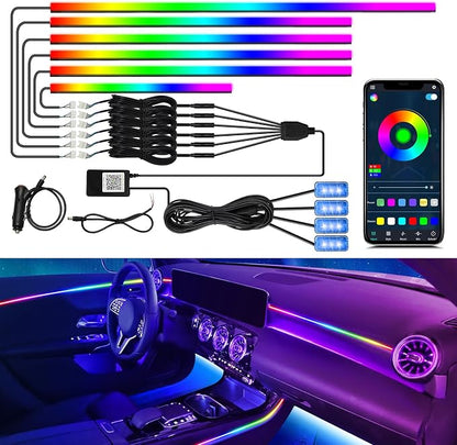 Dreamcolor Acrylic Interior Car Light 10 in 1 Automotive Ambient Light Kits with APP Control 16 Million Color 175 inches Fiber Optic Car LED Strip Light, RGB Music Sync Neon Light Kits by WEBUPAR