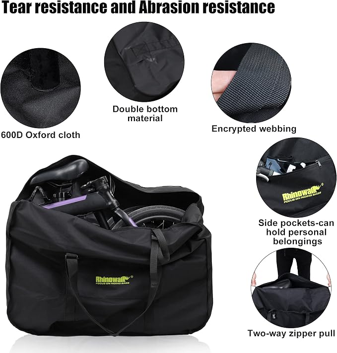 Rhinowalk 20/26inch Folding Bike Bag Waterproof Biycle Travel Case Carrying Case Outdoors Bike Transport Bag for Car Train Air Travel - Image 7