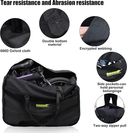 Rhinowalk 20/26inch Folding Bike Bag Waterproof Biycle Travel Case Carrying Case Outdoors Bike Transport Bag for Car Train Air Travel - Image 7