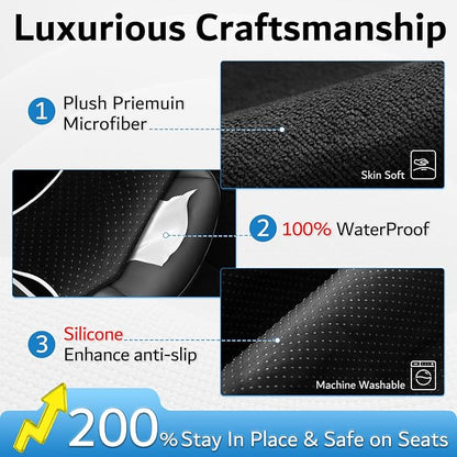 Premium Microfiber Towel Tesla Model Y Juniper/3 Seat Cover, Waterproof | Sweatproof | Machine Washable | Non-Slip, Seat Protector for Tesla Model 3/Y 2016-2026 Interior Accessories - (2Pack, Black) - Image 3