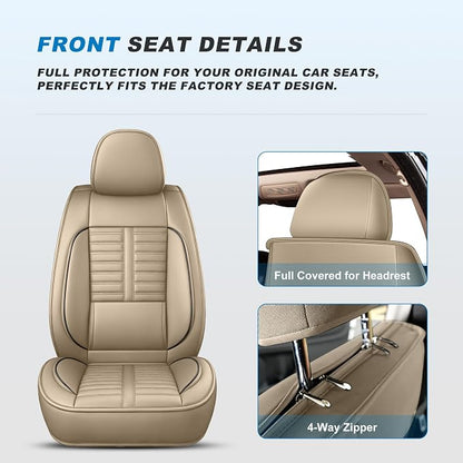 Fit for Mazda CX-90 Seat Covers 2024-2026 Full Set | Faux Leather Waterproof Car Seat Covers, Airbag Compatible with Lumbar Support Anti-Slip Design, 5 Seater Beige - Image 5