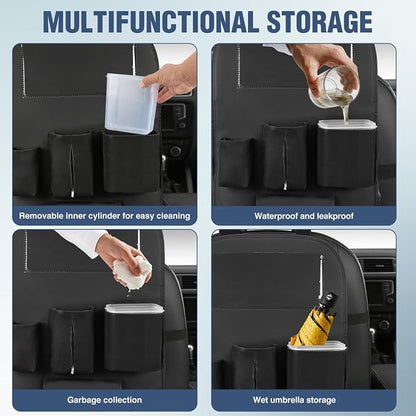 Nilight Car Seat Back Organizer 2PCS Black PU Leather Universal | Cup Holder Tissue Box Removable Bucket Waterproof Multifunctional Storage Bag for Cars Vans SUVs MPVs Pickup Trucks - Image 5