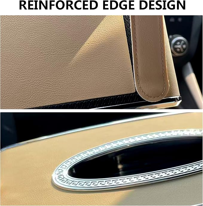 Faux Leather Car Tissue Box for Car Interior, Multi-Function Tissue Holder with Visor Clip, Armrest & Back Seat Napkin Organizer, Vehicle Tissue Dispenser Accessories (Beige Hanging) - Image 7