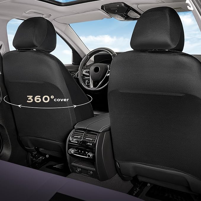 Coverado Car Seat Covers Full Set, Luxury Leather Car Seat Covers, Automotive Front and Rear Mesh Seat Covers, Full Set 5 Seats, Purple&Black Seat Covers for SUV Sedan Truck - Image 3
