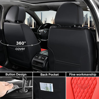 Coverado Seat Covers 2 Pack, Car Seat Covers Front Seats, Red Car Seat Cover, Waterproof Car Seat Covers, Car Seat Cushion, Front Leather Seat Protector Fit for Most Cars - Image 3