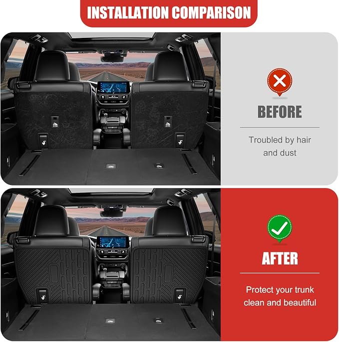 Kick Mat Fit for 2024-2025 Toyota Grand Highlander, TPE Cargo Liner All Weather Backrest Mat for Grand Highlander 7 Seats Accessories(Not fit Highlander) - Image 2
