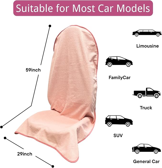 Waterproof Car Seat Cover for Front Seats, Protector for Cars SUVs Trucks, Sweat Towel Seat Covers Bucket for Gym,Workout,Beach,Hiking,Running and Swimming(Pink, 2PCS Front Seat Towel) - Image 6
