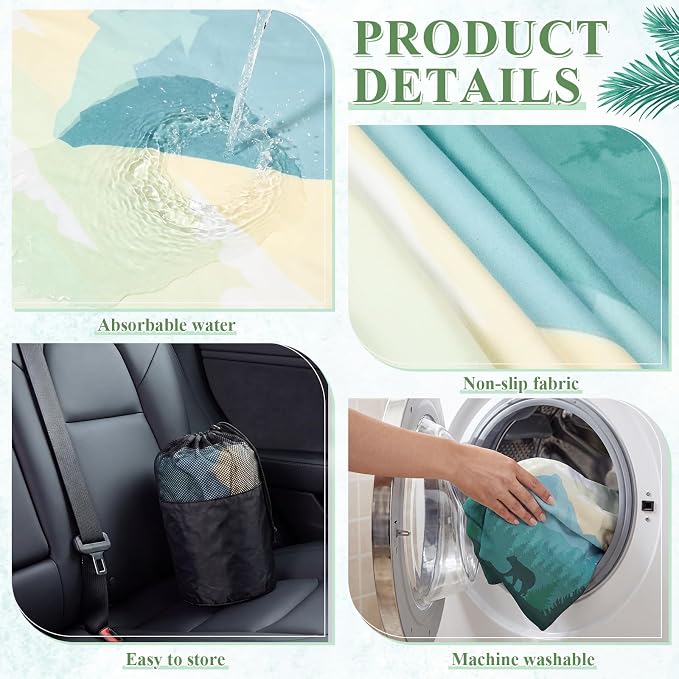 2 Pack Car Seat Towel Covers, 63 x 32 Universal Non Slip Microfiber Sweat Protector for Gym Running Swimming Yoga, Washable Bucket Seat Covers for Cars Trucks SUVs(Mountain Bear) - Image 3