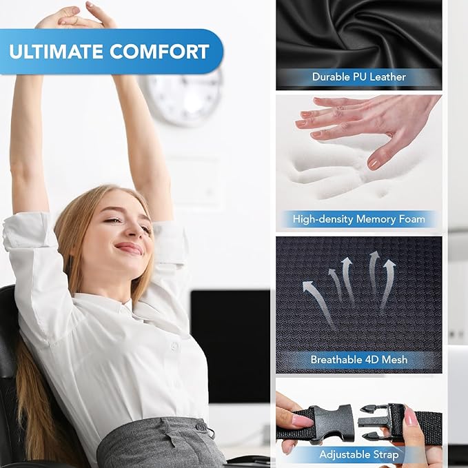 Lofty Aim Lumbar Support Pillow for Car, Car Seat Back Support for Driving | Memory Foam Car Lumbar Support for Driving Seat, Car Back Cushion, Adjustable Straps, Lower Back Pillow, Office Chairs, Black - Image 6
