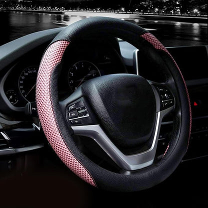 Steering Wheel Cover with Microfiber Leather for Car Truck SUV 15 inch (Pink) by Valleycomfy