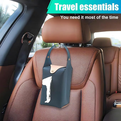 Car Tissue Holder, Large Car Headrest Hanging Tissue Box Cover, PU Leather Auto Napkin Holder, Universal Vehicle Backseat Paper Organizer for Cars Sun Visor (Blue) - Image 6