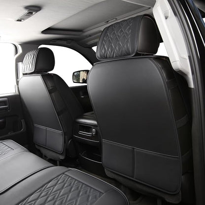 Chevy Silverado Seat Covers,Leather Seat Covers for GMC Sierra,Custom Fit 2007-2026 1500 2500HD 3500HD Crew Double Extended Regular Cab,LT LZT RST Trail Boss(Full Set,Black White) - Image 3