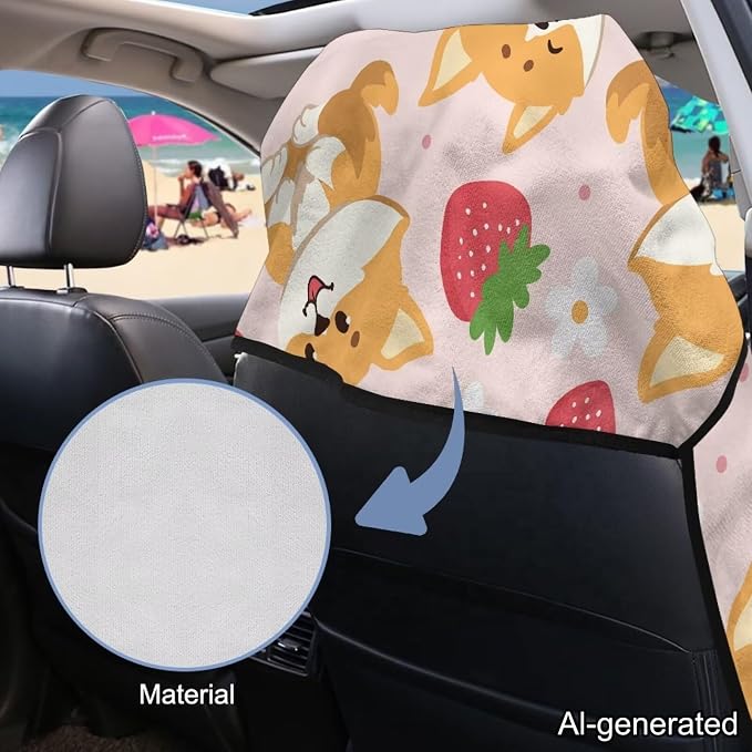 Horeset Corgi Pattern Towel Car Seat Cover – Multi-Function Absorbent Beach & Gym Towel, Sweat Proof Soft Easy Install, Fits SUV Truck Sedan - Image 6