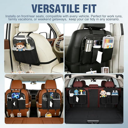 Nilight Car Seat Back Organizer 1PC Black PU Leather Universal | Removable Inner Bucket Tissue Box Mesh Pockets Waterproof Hanging Storage Bag for Cars Vans SUVs MPVs Pickup Trucks - Image 9
