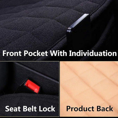 Car Seat Cover,Linen Car Seat Cover Bottom Only 2PCS Black | For Trucks,SUV,Cooling Universal Car Seat Pad,Seat Cushion Ventilated Front Seat Black - Image 7