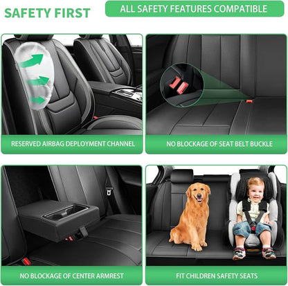 Fit Frontier Car Seat Covers for Nissan Frontier 2009-2025 2026 -Upgraded Premium Waterproof & Breathable Leather,Airbag Compatible,All-Weather Seat Cushion Protector,2 Front/Black-Grey - Image 5