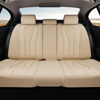 Coverado Automotive Seat Covers, Back Car Seat Cover, Rear Seat Cover, 3-Pieces Luxury Car Seat Cushion, Beige Seat Cover Seat Protector Universal Fit Most Cars by COVERADOAUTO