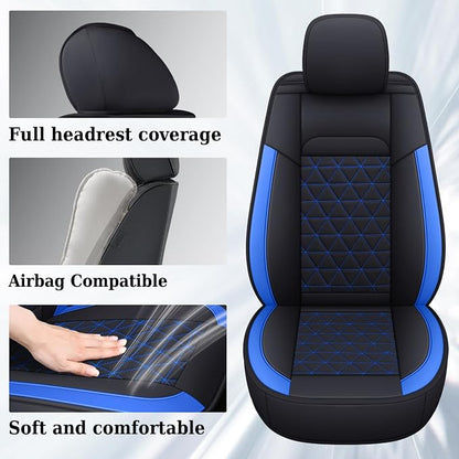 Coverado Car Seat Covers Full Set, Leather RAM 1500 Seat Covers Protectors Compatible with 2002-2026 Dodge RAM 1500 2500 3500 Crew Double Mega Quad Cab with Flat Bench, Blue - Image 5