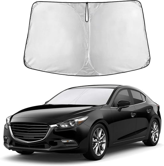 Autovir Windshield Sun Shade Fit for 2014-2016 2017 2018 Mazda 3 | Sunshade, Front Car Window Shades Sun Visor, Blocks UV Rays & Heat, Car Accessories by Autovir