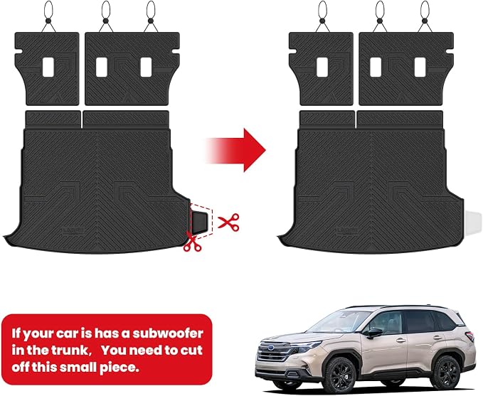LASFIT Cargo Mat for Subaru Forester 2025-2026 (Only Hybrid) | All Weather TPE Custom Fit Easy Clean Durable Cargo Tray Liner Trunk Mat & Backrest Mats Accessories, Black - Image 2