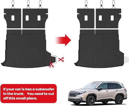 LASFIT Cargo Mat for Subaru Forester 2025-2026 (Only Hybrid) | All Weather TPE Custom Fit Easy Clean Durable Cargo Tray Liner Trunk Mat & Backrest Mats Accessories, Black - Image 2