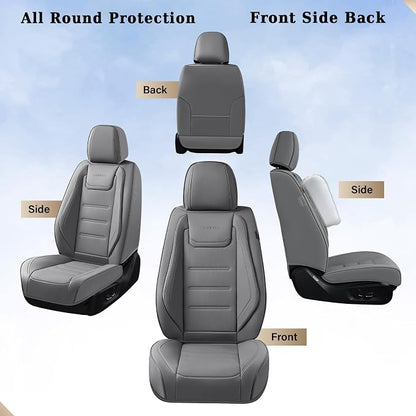 Coverado Car Seat Covers Full Set, Seat Covers for Cars, Car Seat Cover, Car Seat Protector Waterproof, Leather Car Seat Cushion, Universal Car Interior Covers Seat Protectors for Most Cars Gray - Image 8