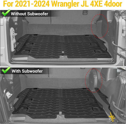 Cargo Mats for 2021-2026 Jeep Wrangler JL 4XE Floor Liners with Trunk Mat All Weather TPE Protector Rear Floor Trunk Liners for 2021 2022 2023 2024 2025 2026 Wrangler JL 4XE 4 Door Accessories - Image 3