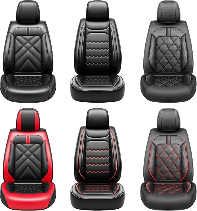 K5 Car Seat Covers Custom Fit for Kia K5 2021-2025 2026, Full Coverage Leather Waterproof Breathable Seat Covers, Automotive Seat Protectors, Airbag Compatible(2 Front Seats, Red & Black) - Image 8