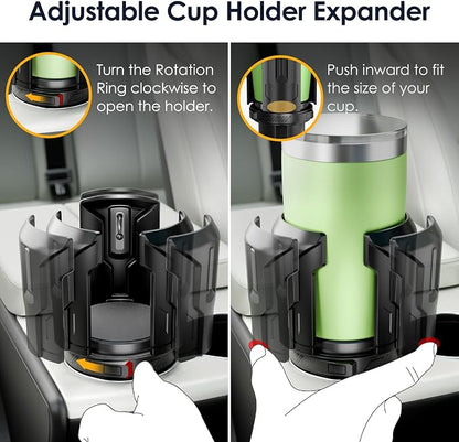 Car Cup Holder Expander: One-Button Open, Universal, Adjustable Holder(Diameter 2.6"- 4.8"), Cup Holder Expander for Yeti, Hydro Flask, Nalgene, Takeya, Camelbak, Ramblers, Owala, Tumblers, Mugs - Image 5
