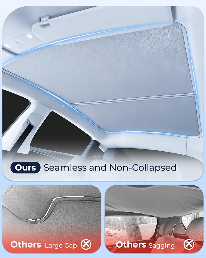 10 Pack Roof Sunshade & Full Window Shades for 25–26 Tesla Model Y Juniper | [with Secure Suction Cups] Privacy Sun Shade Set for Front Windshield Side and Rear Windows, Full Window Covers for Camping - Image 5