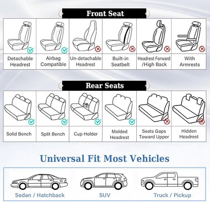 Coverado Front Seat Covers, 2-Pack Luxury Faux Leather Car Seat Cover, Beige Seat Covers, Car Seat Protector Waterproof, Car Seat Cushion Driver Seat Cover Universal Fit for Most Cars, Beige - Image 9