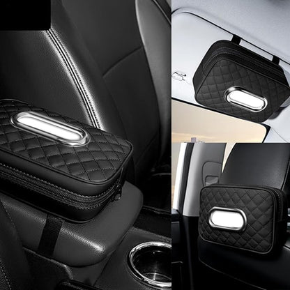 Car Tissue Holder Black | Extra Large Capacity car Tissue Box can Hold 130-180 tissues per Box, Size: 7.9"x5.1"x2.4" - Image 3
