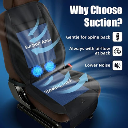 3-Speed Ventilated Cooling Car Seat Cover for Cars with Breathable Ice Silk | 12V Non-Slip Cooled Ventilated Car Seat Cushion Front Seat with 2 Turbon Fans, Universal Fit for Car SUV Truck Home Office - Image 4