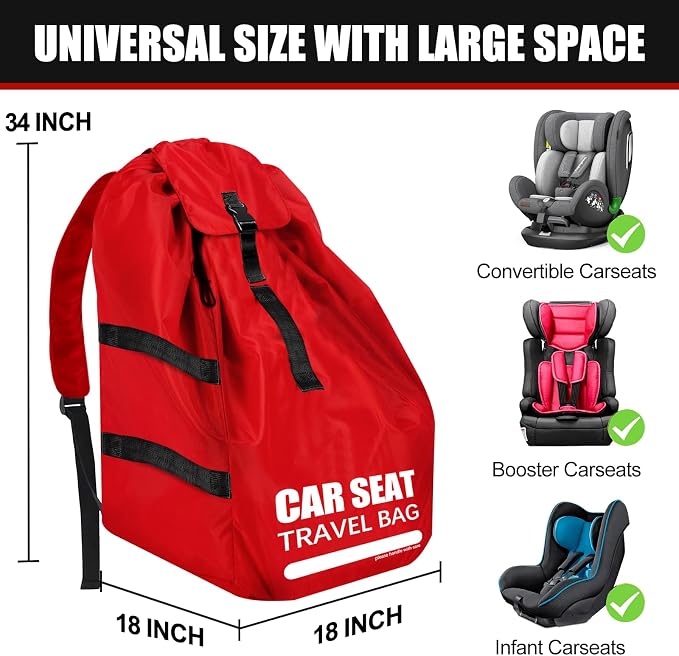 Car Seat Travel Bag for Airplane, Padded Strap Car Seat Bags for Air Travel | Large Car Seat Bags for Air Travel, Carseat Storage Bag Backpack for Airport, Carseat Cover Travel, Baby Travel Essential - Image 3