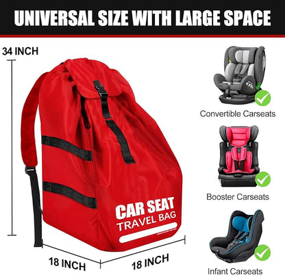 Car Seat Travel Bag for Airplane, Padded Strap Car Seat Bags for Air Travel | Large Car Seat Bags for Air Travel, Carseat Storage Bag Backpack for Airport, Carseat Cover Travel, Baby Travel Essential - Image 3