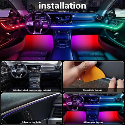 Acrylic Interior Car LED Lights with Remote and Wireless APP 6 in 1,Ambient Lighting Kits Fiber Optic Strip LEDs,16 Million Colors Music&DIY Function - Image 6