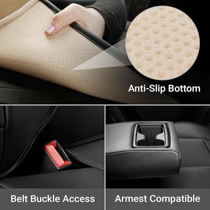 Coverland Custom SUV Car Seat Covers for 2009-2018 Subaru Forester | Premium Waterproof Faux Leather Non-Slip Memory Foam Airbag Compatible Custom Fit Interior Protector [Rear Seat-Black] - Image 3