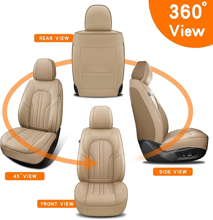 MINGBRON Car Seat Covers,Car Seat Protector Waterproof,Seat Covers Front, Car Seat Protectors,Automotive Seat Covers Fit for Most Cars Beige - Image 7